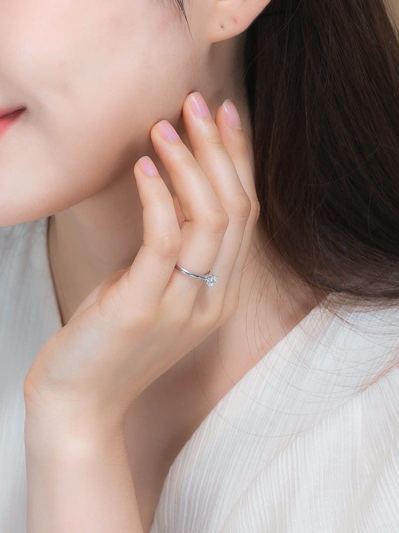 14K 솔리테어 3부 랩 다이아몬드 반지