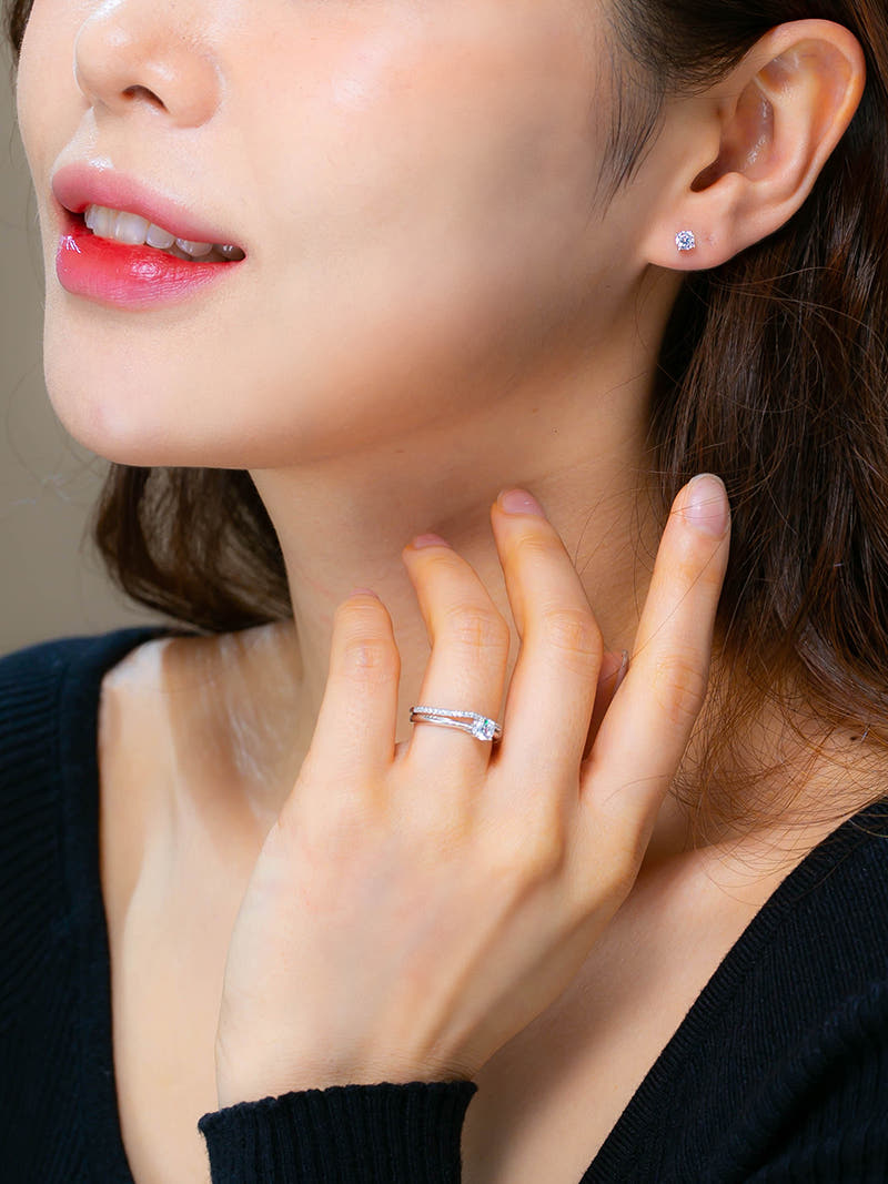 14K 엘레강스 위드 레이어드링  1부 랩 다이아몬드 반지