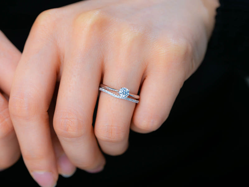 14K 엘레강스 위드 레이어드링  1부 랩 다이아몬드 반지