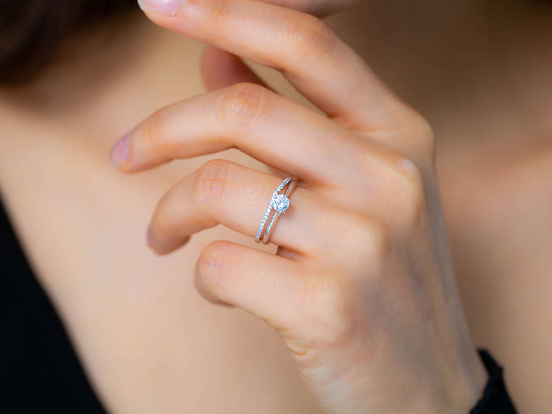 14K 엘레강스 위드 레이어드링  1부 랩 다이아몬드 반지