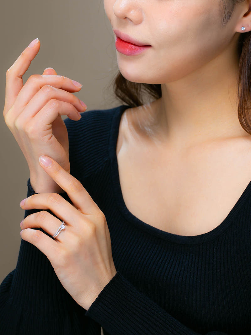 14K 엘레강스 위드 레이어드링  2부 랩 다이아몬드 반지