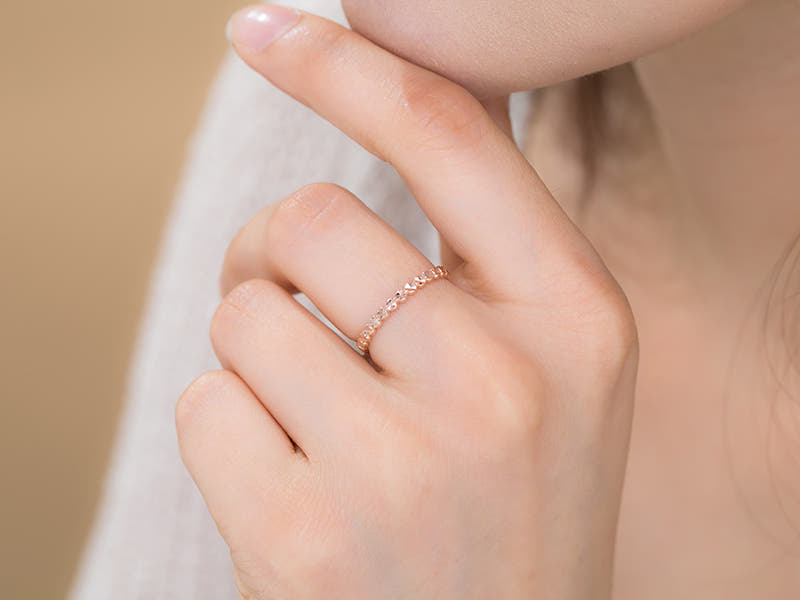 14k 레이어드 볼 컷팅 반지