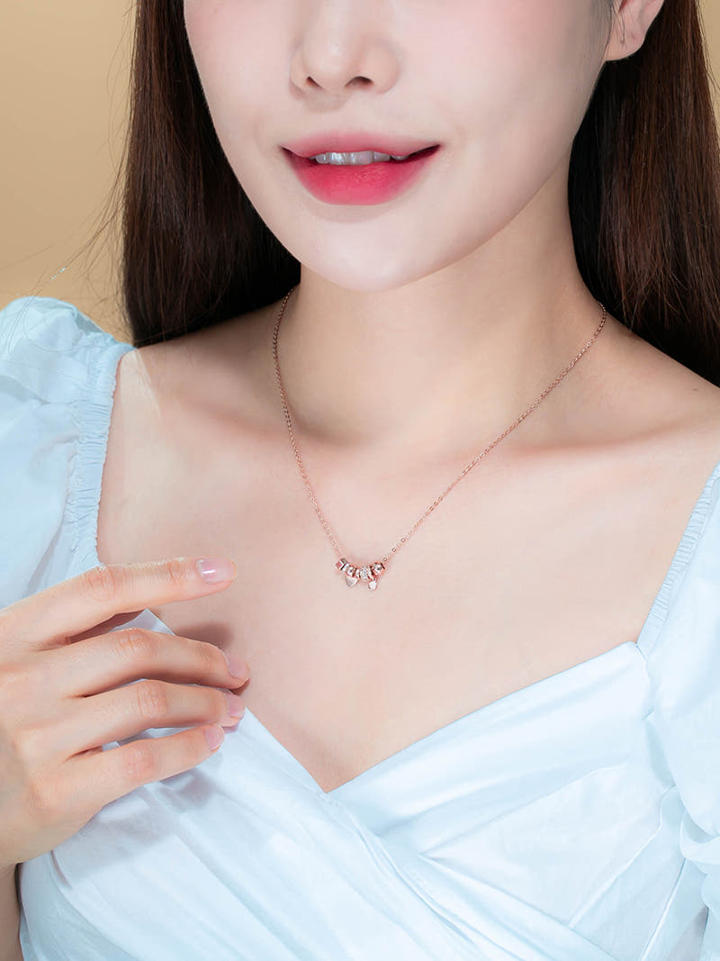 14K 세븐 링 멀티 참 펜던트 목걸이