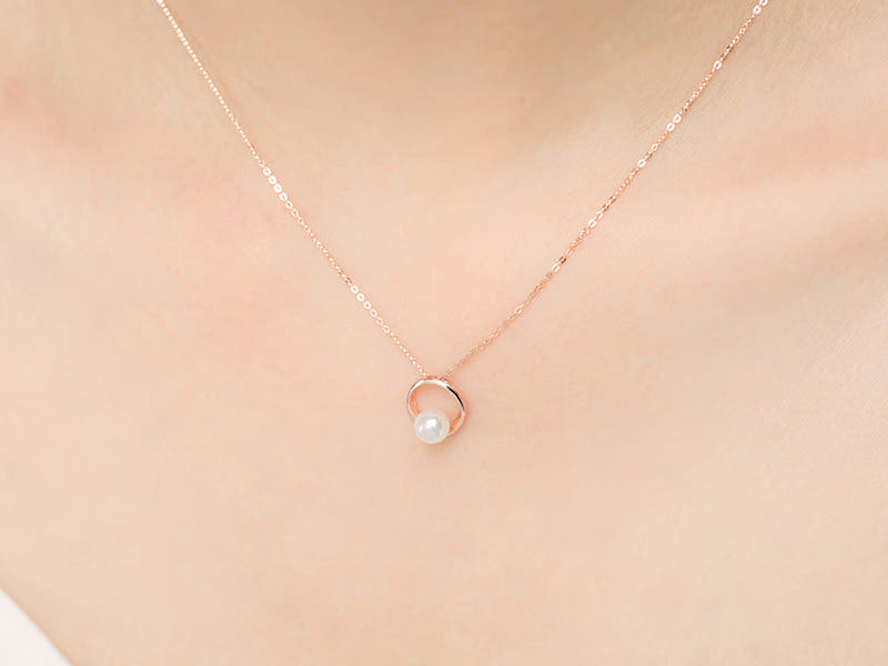 14K 써클 진주 목걸이