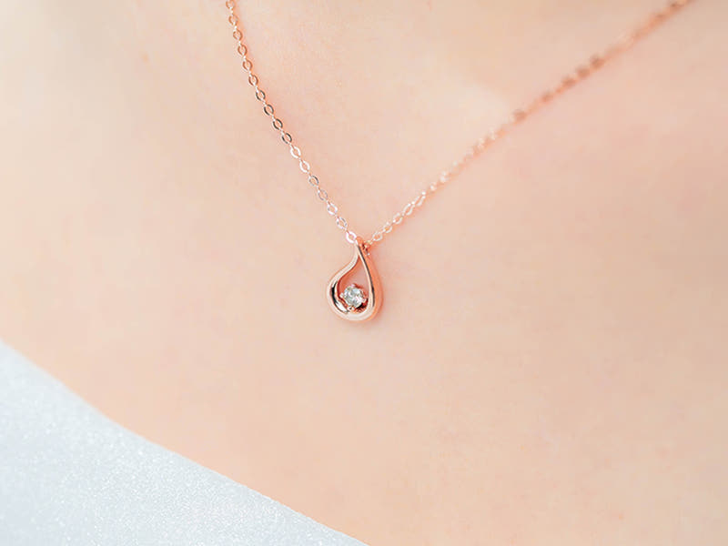 14K 엣지 물방울 1부 꼬냑 다이아몬드 목걸이