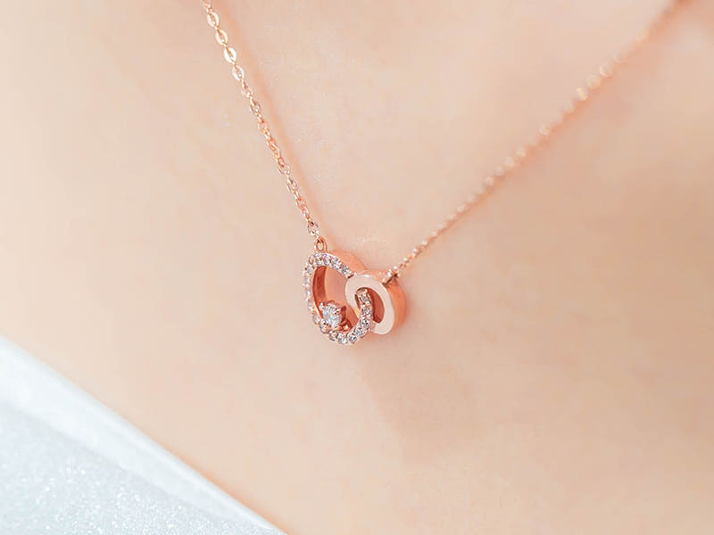 14K 엣지 더블 써클링 목걸이