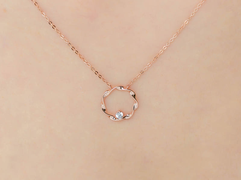 14K 웨이브 써클  목걸이
