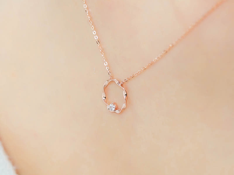 14K 웨이브 써클  목걸이