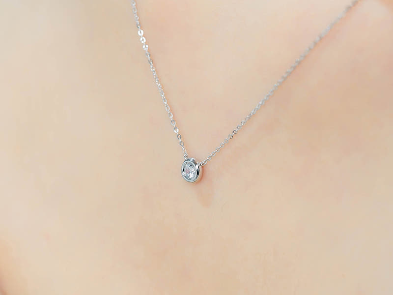 14K 베젤 라운드 1부 다이아몬드  프로포즈 목걸이