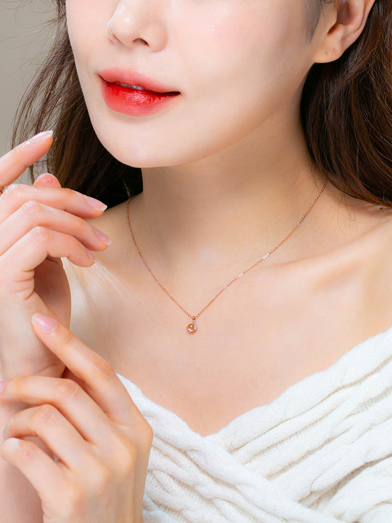 14K 4월 탄생석 화이트 토파즈 목걸이