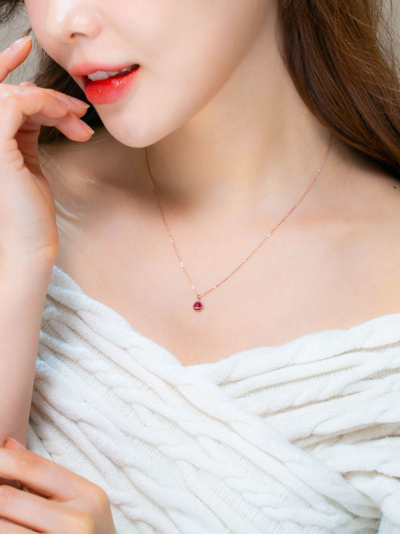 14K 7월 탄생석 루비 목걸이