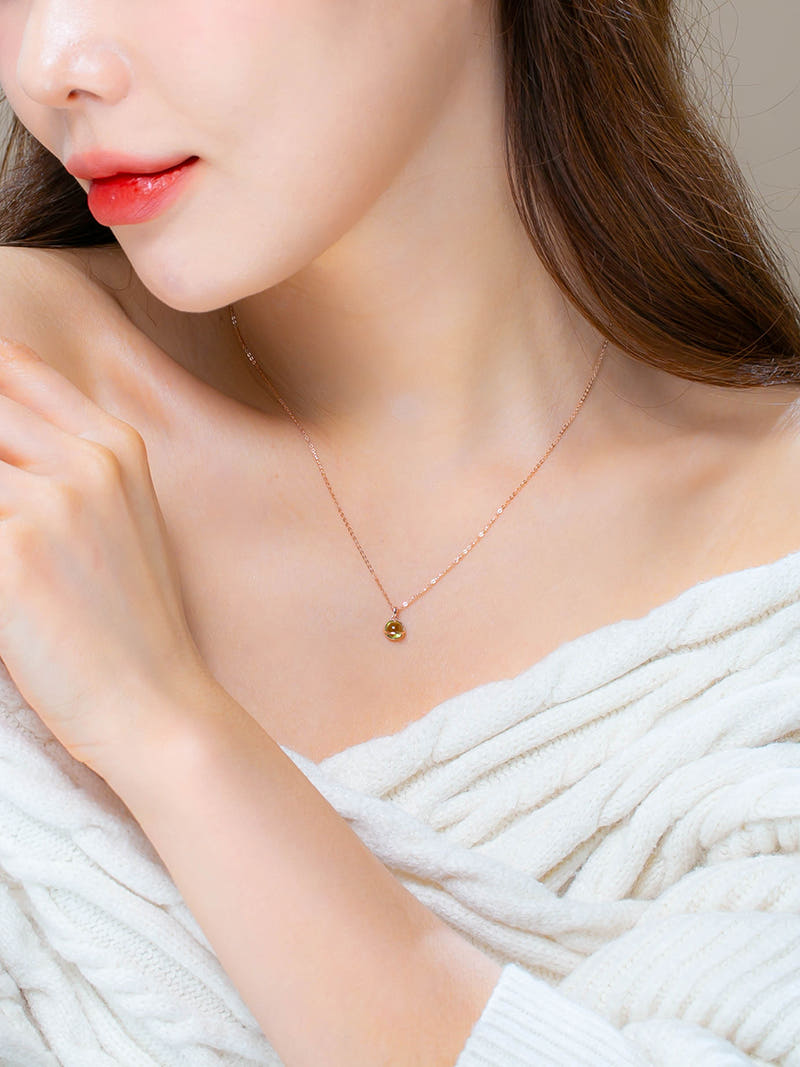 14K 8월 탄생석 페리도트 목걸이