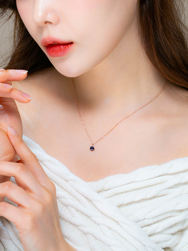 14K 9월 탄생석 사파이어 목걸이