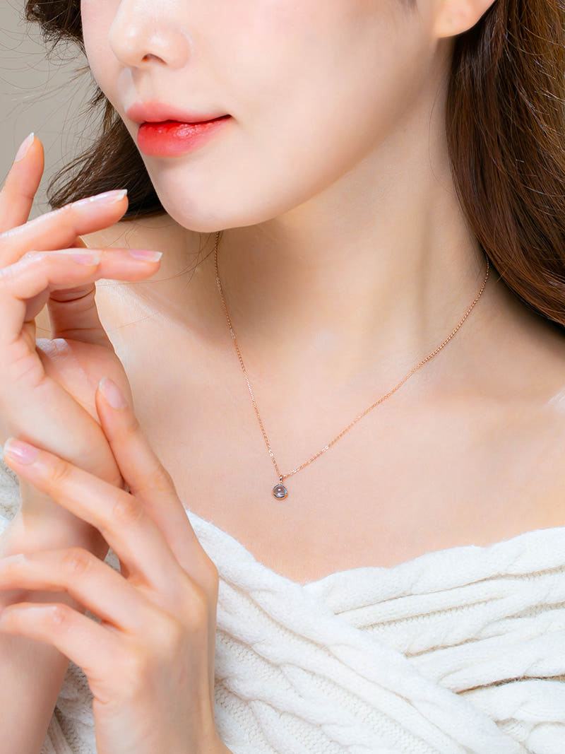 14K 11월 탄생석 블루 토파즈 목걸이