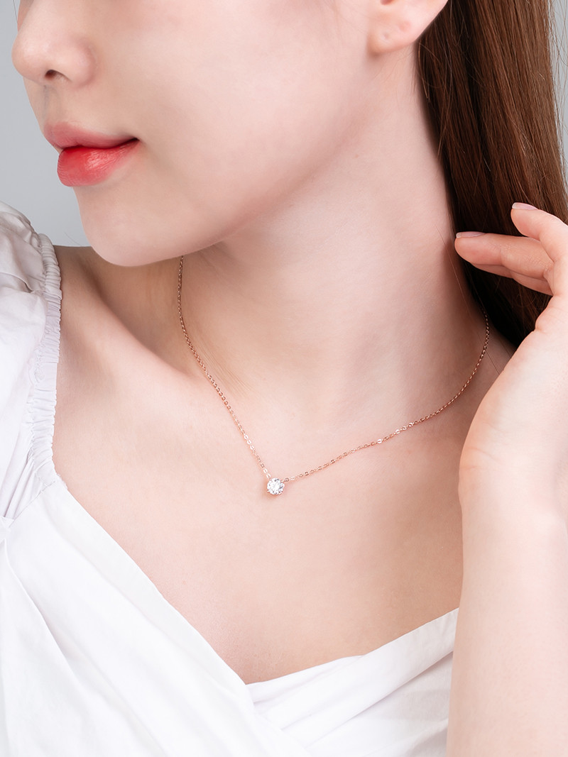14K 베이직 1캐럿 모이사나이트 다이아몬드 프로포즈 목걸이