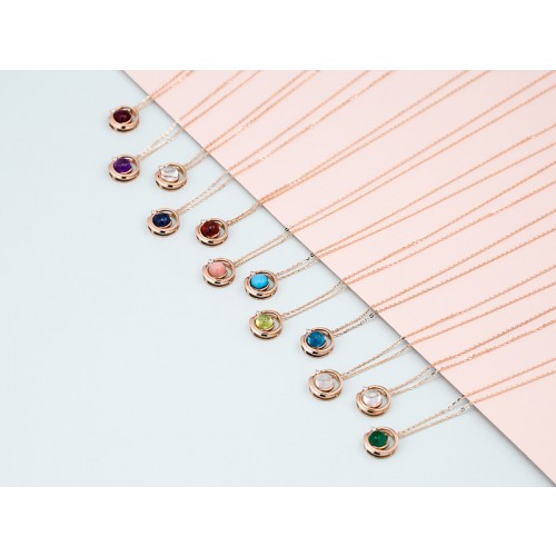 14K 럭키 위시 천연 탄생석 목걸이(5.0mm)